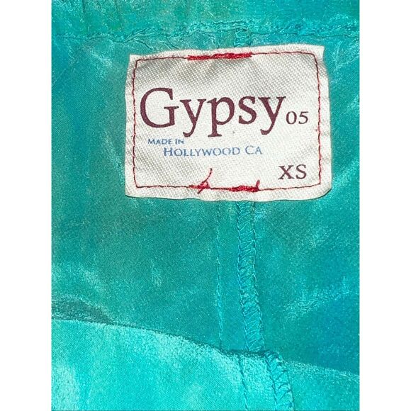 Gypsy05 XS blue green100% silk hand tie dyed empire waist boho maxi dress beach - Picture 11 of 11